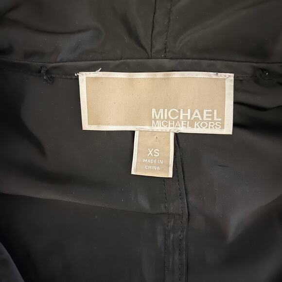 Michael Kors MK Drawcord Full Zip Hooded Anorak Jacket Black Size XS - Picture 7 of 9